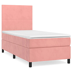 Maison Chic Lit Adulte - Lit simple Lit à sommier tapissier avec matelas moelleux - Meuble de Chambre - Rose 90x200 cm Velours -MN40429