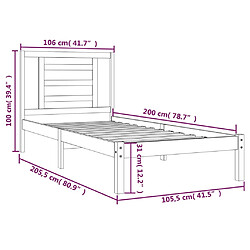 vidaXL Cadre de lit sans matelas blanc 100x200 cm bois de pin massif pas cher