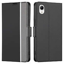 Etui en PU texture sergé, fermeture magnétique, antichoc avec support et porte-cartes pour votre Samsung Galaxy A23e/A22e - noir