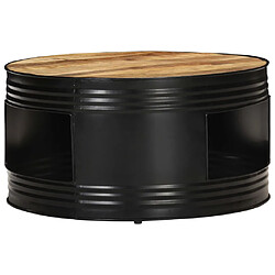 vidaXL Table basse Noir 68x68x36 cm Bois massif de manguier brut