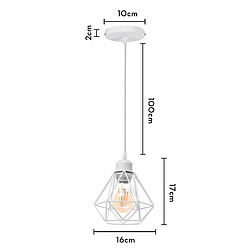 Stoex Plafonnier Rétro Blanc Suspension Luminaire Vintage D'Intérieur Suspension Lustre E27 Cage en Métal pas cher