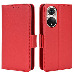 Etui en PU texture litchi, antichoc avec support rouge pour votre Honor 50