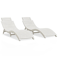 vidaXL Chaises longues lot de 2 blanc 184x55x64 cm bois massif acacia