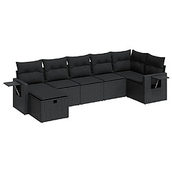 vidaXL Salon de jardin 7 pcs avec coussins noir résine tressée