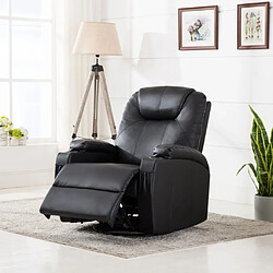 Maison Chic Fauteuil à bascule de massage,Fauteuil pour relax Noir Similicuir -MN23814