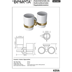 Bemeta - Maison De La Tendance Porte-verre double en laiton et céramique KERA + 2 verres 7,3 x12,3 x13,5 cm