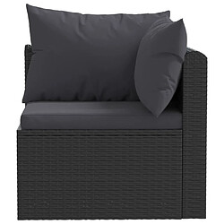 Acheter Maison Chic Salon de jardin 5 pcs + coussins - Mobilier/Meubles de jardin - Table et chaises d'extérieur Résine tressée Noir -MN29284