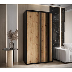 Abiks Meble Armoire LANKO 1 À Portes Coulissantes 235,2/130/45 2 Portes (Noir/Artisan)