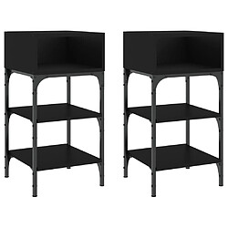 vidaXL Tables de chevet 2 pcs noir 35x34,5x70 cm bois d'ingénierie