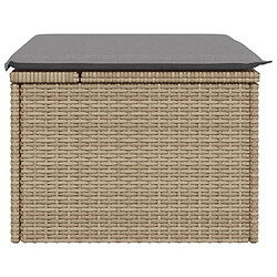 Acheter vidaXL Tabouret de jardin avec coussin beige 55x55x37cm résine tressée