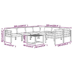 vidaXL Salon de jardin 9 pcs avec coussins Aluminium Anthracite pas cher