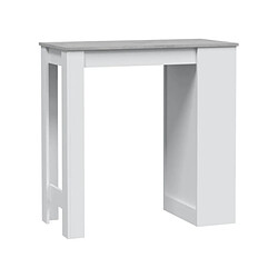 Dansmamaison Table haute avec rangements Blanc/Béton - SIMINTI