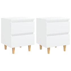 Maison Chic Lot de 2 Tables de chevet,Table de nuit,Table d'appoint pour salon avec pieds en pin Blanc 40x35x50 cm -MN11722