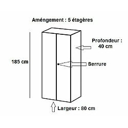 Avis Inside 75 Armoire de rangement avec serrure LUND 2 portes chêne naturel 80 x 40 cm profondeur