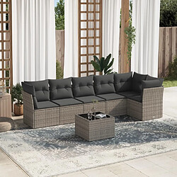 vidaXL Salon de jardin avec coussins 7 pcs gris résine tressée