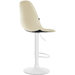 Decoshop26 Tabouret de bar x1 avec repose-pieds hauteur réglable pivotant assise en PVC crème cadre métallique blanc 10_0004830