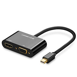 Wewoo Pour Projecteur, Télévision, Moniteur Noir 2 en 1 HD 1080P 4K Thunderbolt Mini DisplayPort DP vers HDMI et VGA plastique Adaptateur Convertisseur / Câble