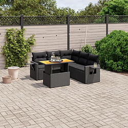 vidaXL Salon de jardin 6 pcs avec coussins noir résine tressée