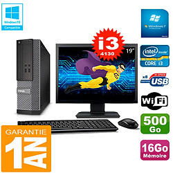 PC DELL 3020 SFF Ecran 19" Core I3-4130 RAM 16Go Disque 500 Go Wifi W7 - Occasion