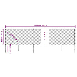 Acheter vidaXL Clôture à mailles losangées avec ancrage anthracite 1x10 m