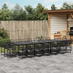 vidaXL Ensemble à manger de jardin 17 pcs noir résine tressée