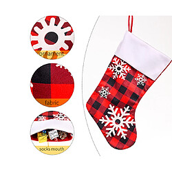 Avis C34 2PCS Décoration de Noël Flocon de neige Flocon rouge et noir Chaussettes de Noël Chaussettes de Noël Sac cadeau de Noël Décoration Chaussettes de bonbons