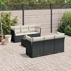 Maison Chic Salon de jardin 7 pcs avec coussins | Ensemble de Table et chaises | Mobilier d'Extérieur noir résine tressée -GKD28587