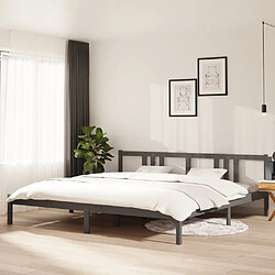 vidaXL Cadre de lit sans matelas bois massif gris 200x200 cm