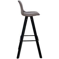 Decoshop26 Tabouret de bar chaise haute x1 repose-pieds style scandinave en tissu taupe structure en bois noir carré 10_0004643