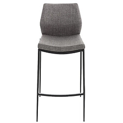 Decoshop26 Tabouret de bar design classique et moderne en tissu gris pieds en acier noir repose-pieds 10_0000568