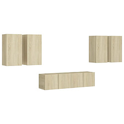 Maison Chic Ensemble de meubles TV 6 pcs | Banc TV Moderne pour salon | Meuble de Rangement - Chêne sonoma Aggloméré -MN34360