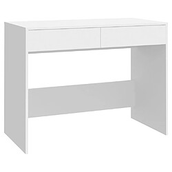 Helloshop26 Bureau table poste de travail meuble d'ordinateur informatique étude 101 x 50 x 76,5 cm Aggloméré blanc 02_0023502