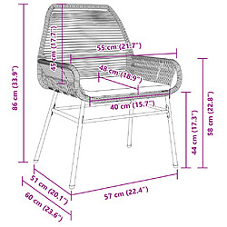 vidaXL Chaises de jardin lot de 2 avec coussins gris résine tressée pas cher