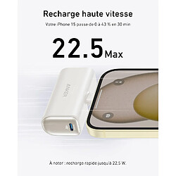 SANAG Nano Powerbank, 5000 Mah Powerbank 22,5 W, Connecteur Usb-C Pliable Intégré, Compatible Avec Iphone 15, Samsung S22/23, Série Note20/10, Huawei, Ipad Pro/Air, Airpods Et Plus Encore. (Blanc)