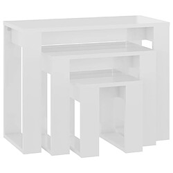 vidaXL Tables gigognes 3 pcs Blanc brillant Bois d'ingénierie