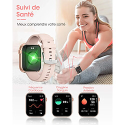 Acheter Montre Connectée Vanwin P45 Femme Avec Appel Bluetooth Assistant Vocal, 1,8'' Smartwatch Avec 2 Bracelets/123 Modes Sportifs/Fonction Féminine/Lecteur Musical/Rythme Cardiaque/Sommeil Android Ios Or