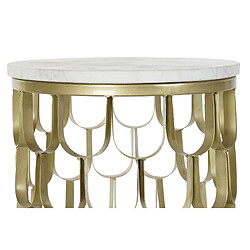 Avis Pegane Table d'appoint en marbre et fer coloris blanc doré - diamètre 30 x hauteur 50 cm