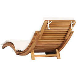 Acheter Maison Chic Chaise longue, Transat pliable avec coussin blanc crème Bois de teck