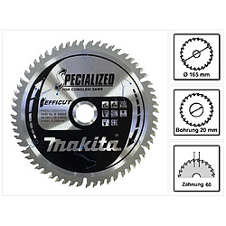 Makita CMSF16560E SPECIALIZED EFFICUT Lame de scie 165 x 1,85 x 20mm 60 dents pour le bois (B-69864)