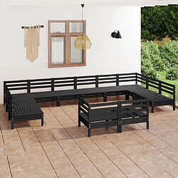 Maison Chic Salon de jardin 12 pcs - Table et chaises d'extérieur - Mobilier/Meubles de jardin Moderne Noir Bois de pin massif -MN39279