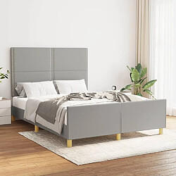 Maison Chic Cadre/structure de lit avec tête de lit pour adulte - Lit Moderne Chambre Gris clair 140x190 cm Tissu -MN69048