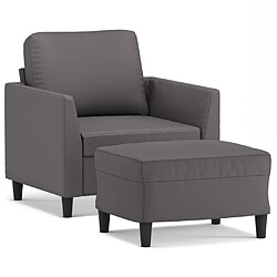 vidaXL Fauteuil avec repose-pied Gris 60 cm Similicuir