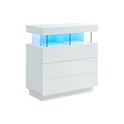 Vente-Unique Commode 3 tiroirs - Avec LEDs - MDF - Blanc laqué - FABIO II