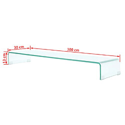 Helloshop26 Meuble télé buffet tv télévision design pratique pour moniteur 100 cm verre transparent 2502040 pas cher