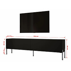 Avis 3XELIVING Meuble TV en couleur Noir mat avec pieds droits en chrome, D: l : 170 cm, H : 52 cm, P : 32 cm