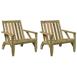 vidaXL Chaises de jardin adirondack lot de 2 75x77x77 cm