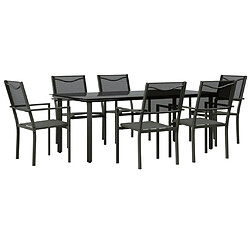 vidaXL Ensemble à manger de jardin 7 pcs noir textilène et acier