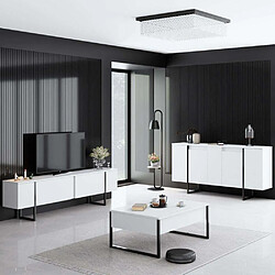 Hanah Home Buffet en aggloméré pieds en métal Luxe blanc et noir.