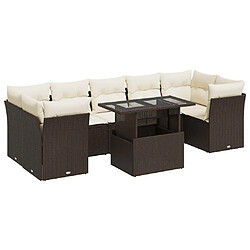 vidaXL Salon de jardin 8 pcs avec coussins marron résine tressée