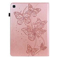 Etui en PU motif de papillons avec porte-carte or rose pour votre Samsung Galaxy Tab S6 Lite